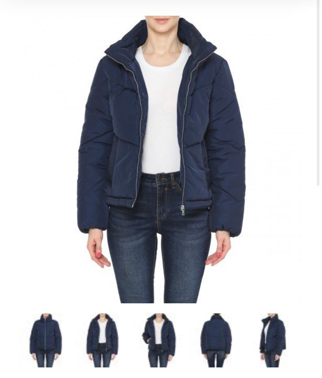 Navy Blue Quilted Puffer Jacket