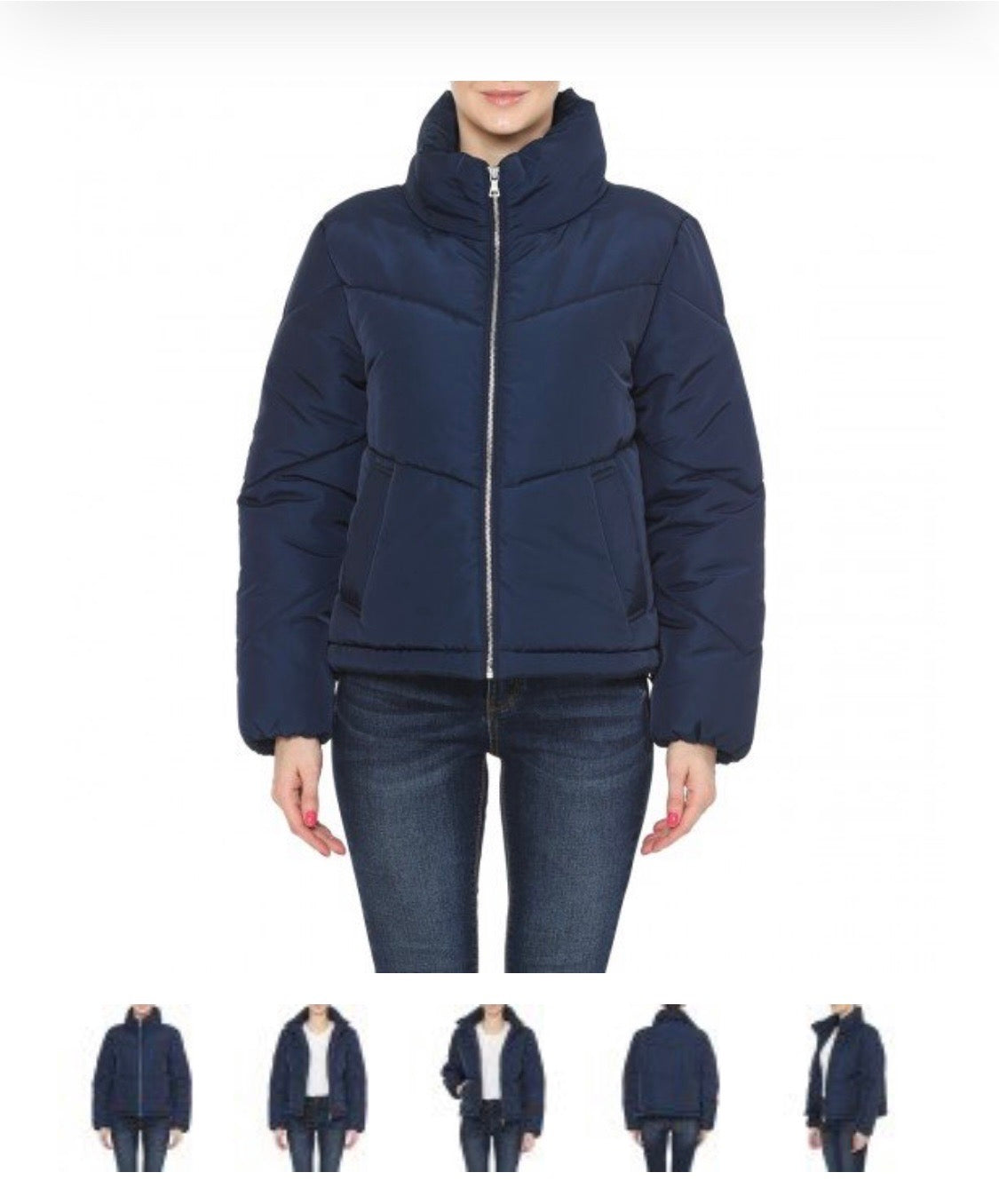 Navy Blue Quilted Puffer Jacket