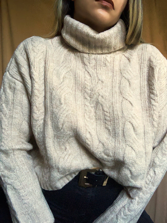 Cozy Cream Cable Knit Turtleneck Sweater