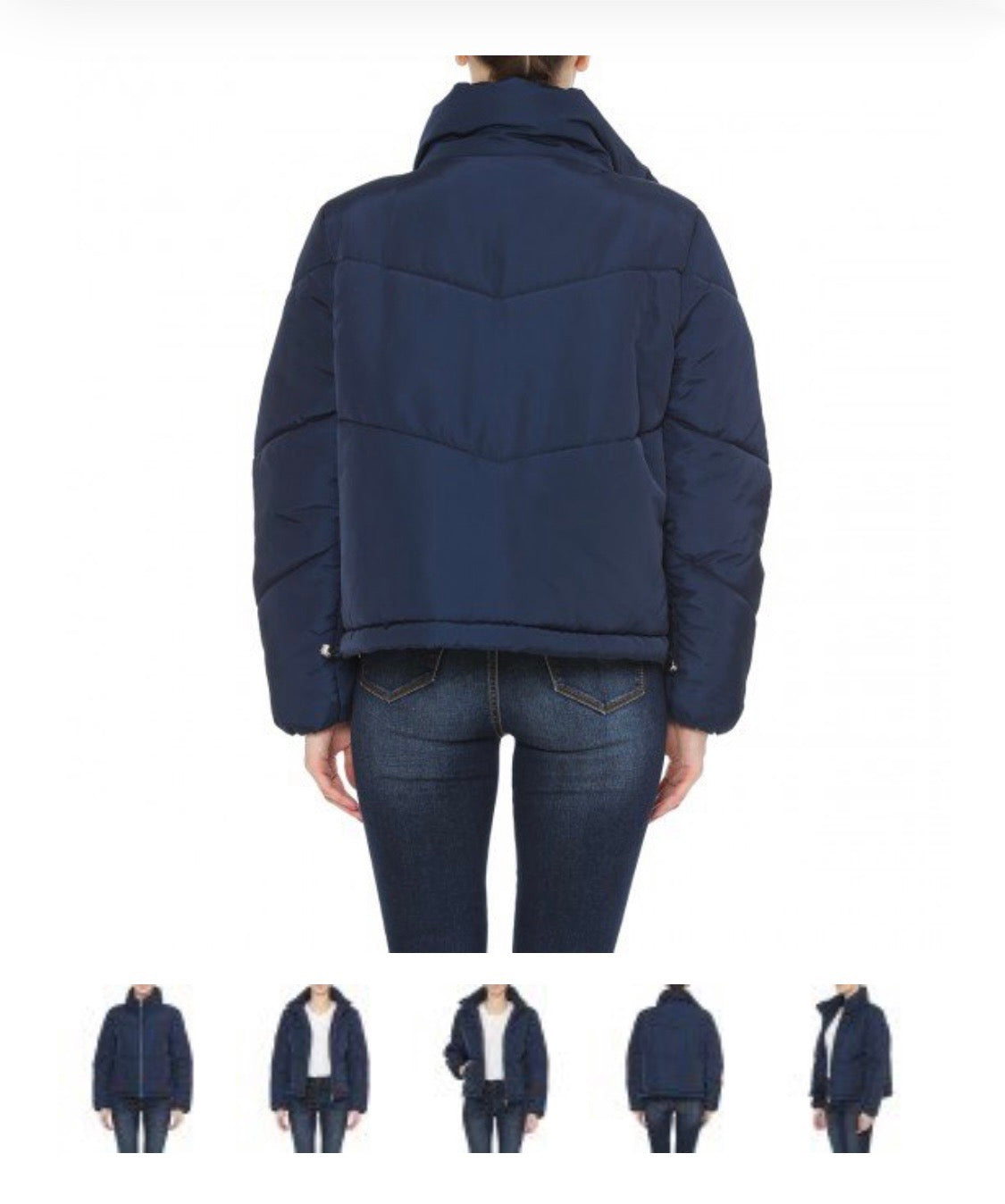 Navy Blue Quilted Puffer Jacket