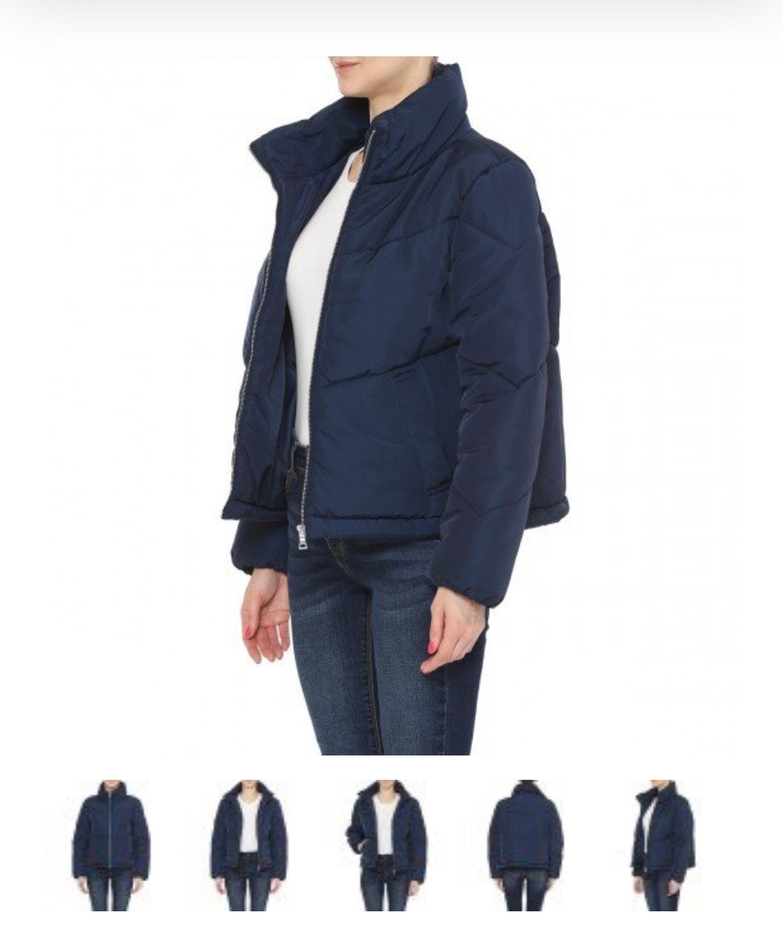 Navy Blue Quilted Puffer Jacket